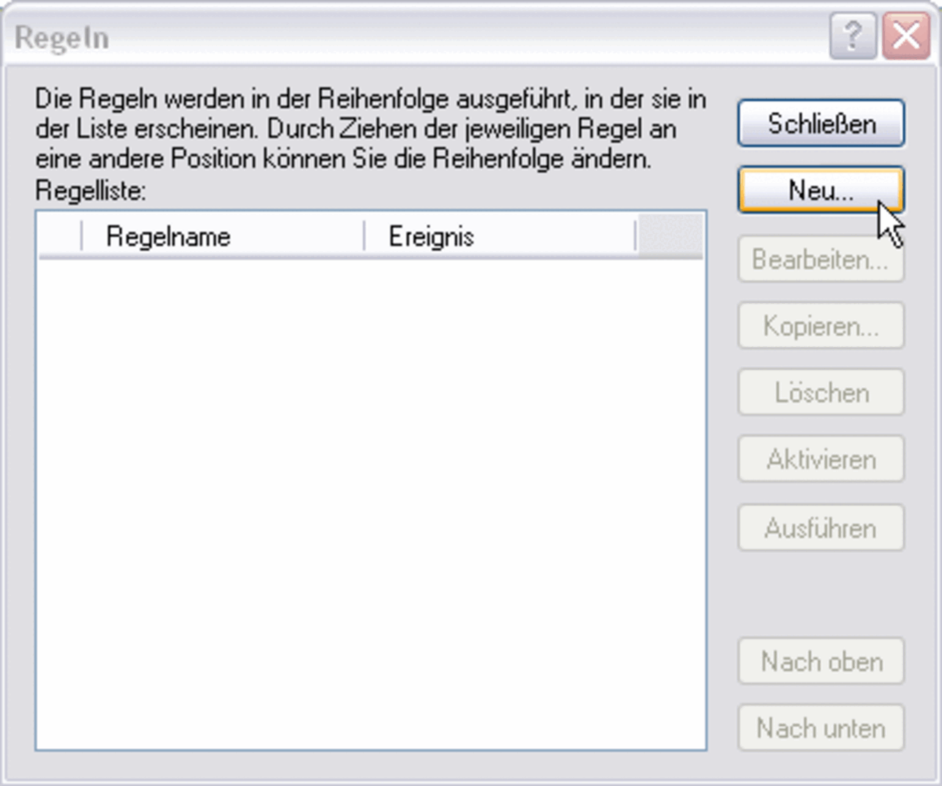Screenshot Regel - neu