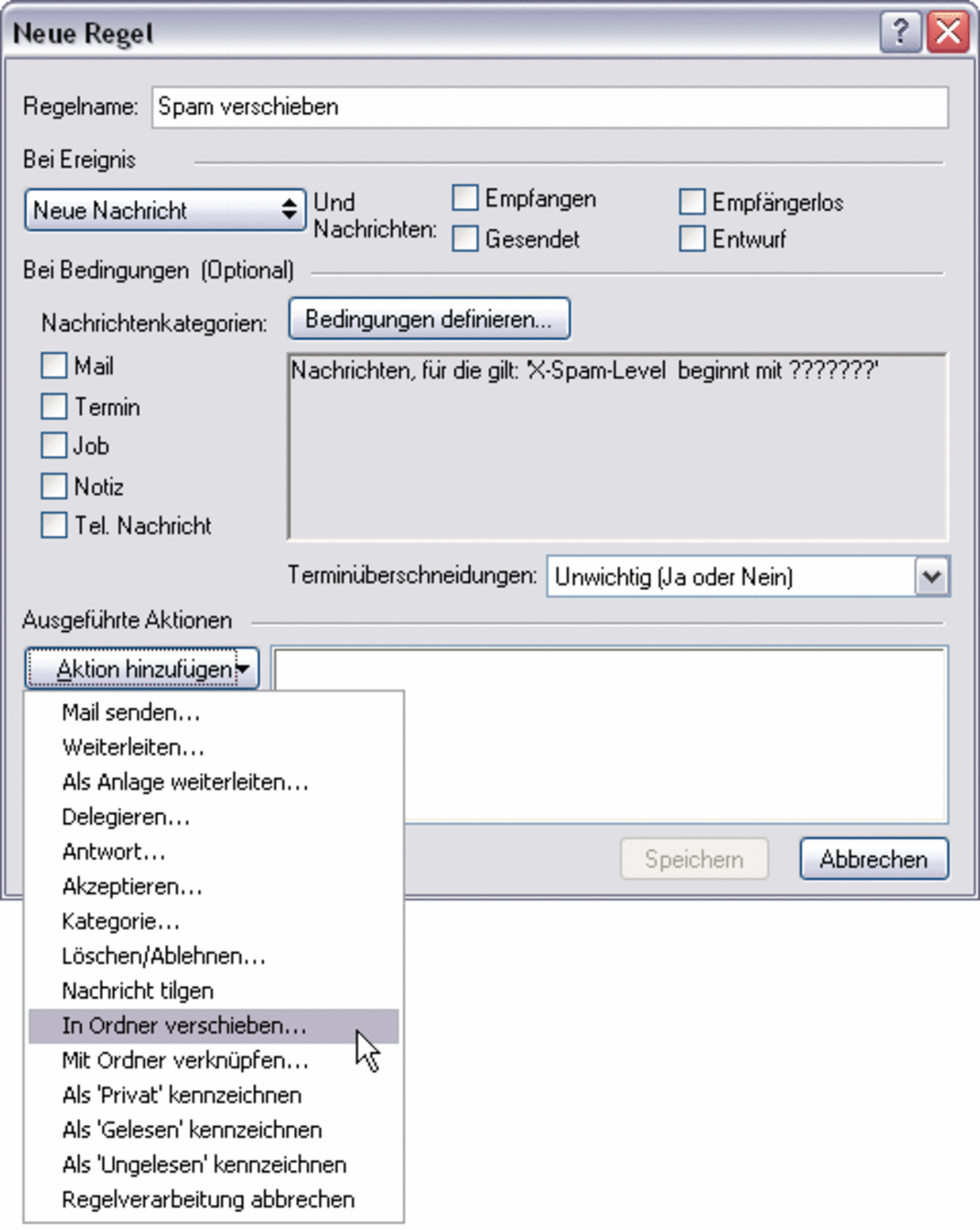Screenshot Aktion In Ordner verschieben