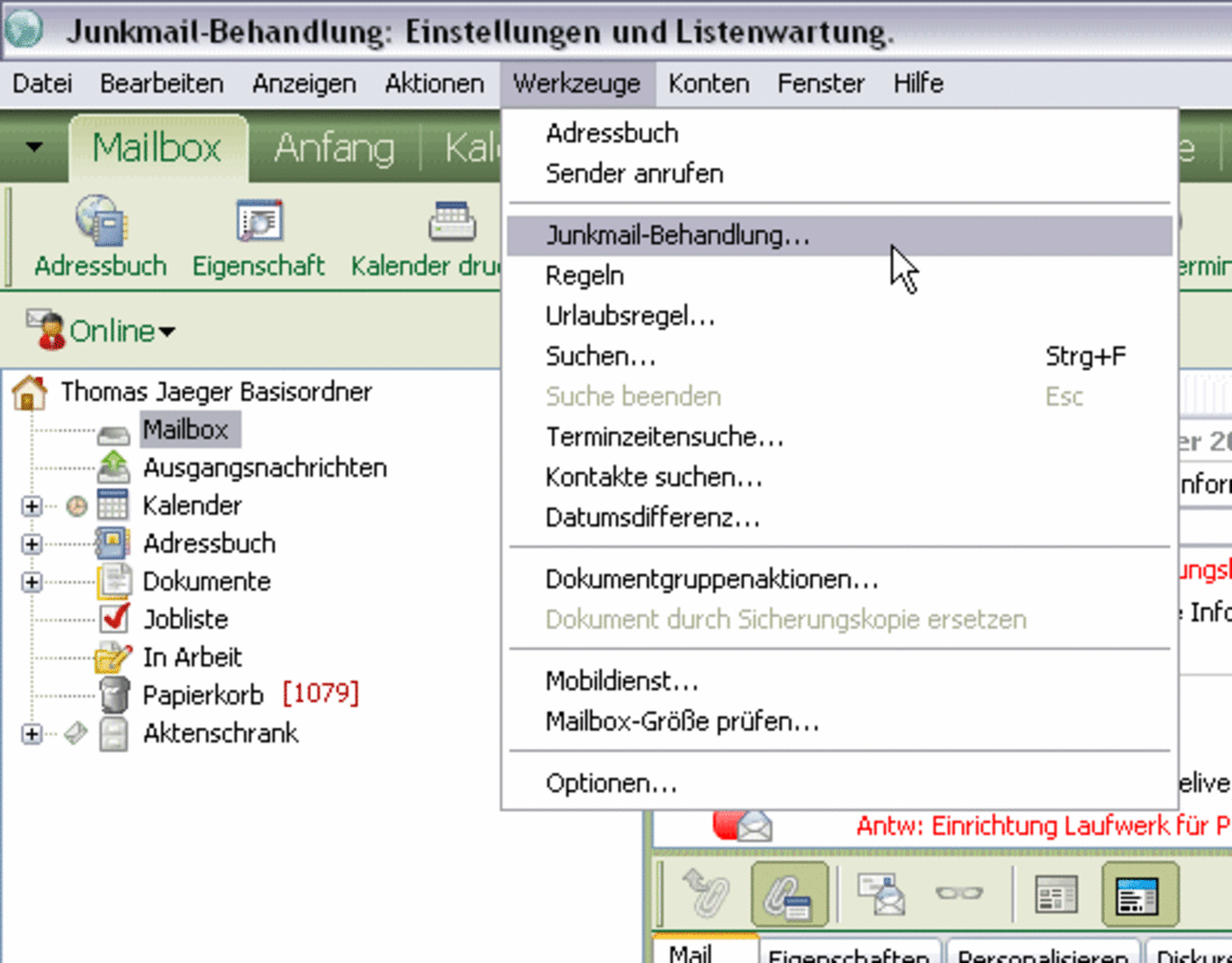 Screenshot Grundfunktion einrichten