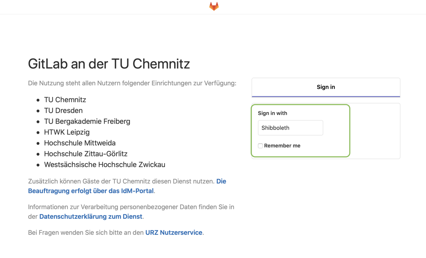 Screenshot GitLab-Anmeldung