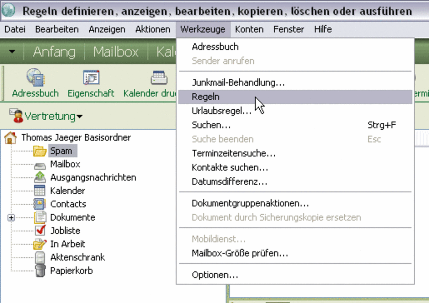 Screenshot Regeln anlegen