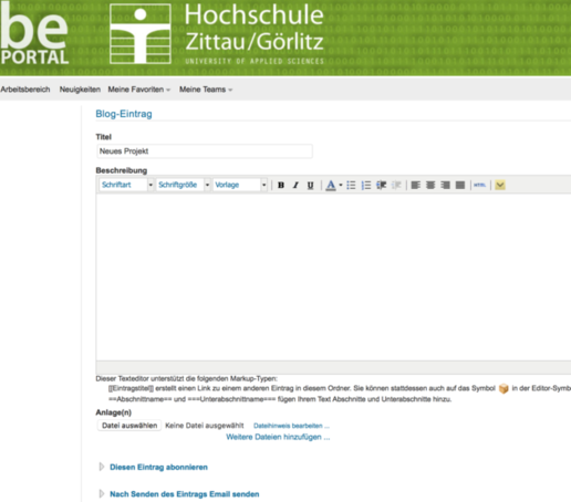 Neuer Blog-Eintrag