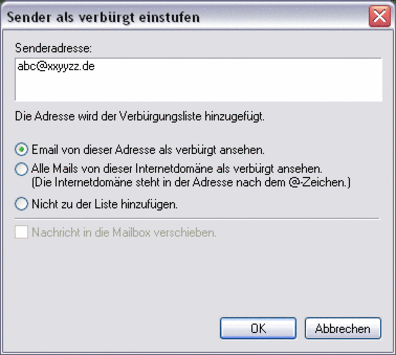Screenshot Weitere Einstellmöglichkeiten